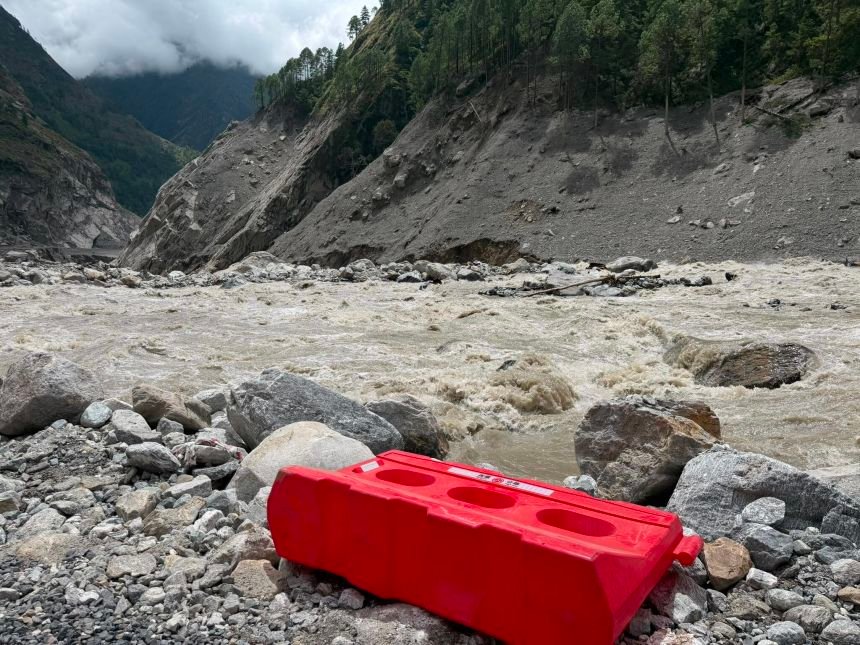The scene at the flood-battered Gyirong Port in China's Tibet Autonomous Region, on September 6, 2026.
